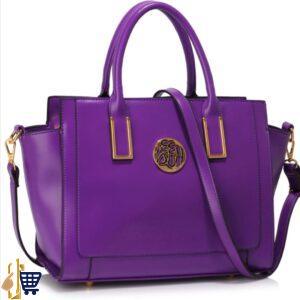 Purple Metal Detail Grab Tote Handbag