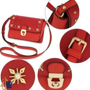 Red Flap Twist Lock Cross Body Bag 2