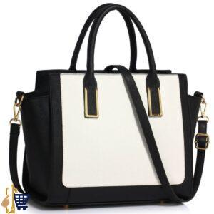 Black/White Grab Tote Handbag 1