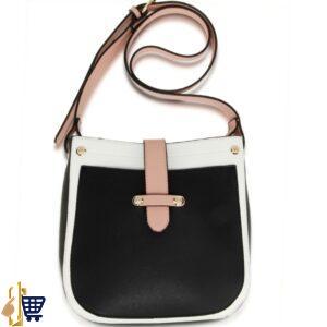 White/Black/Pink Flap Cross Body Shoulder Bag