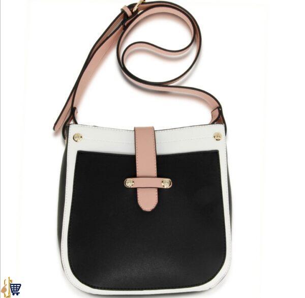 White/Black/Pink Flap Cross Body Shoulder Bag