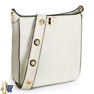 White Twist Lock Cross Body Bag 1